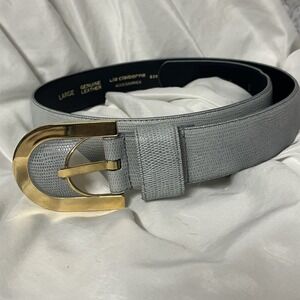 Vintage Liz Claiborne Grey Textured Leather Belt #2985 - Size Large 1989
